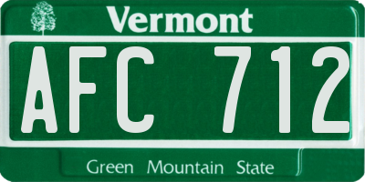 VT license plate AFC712