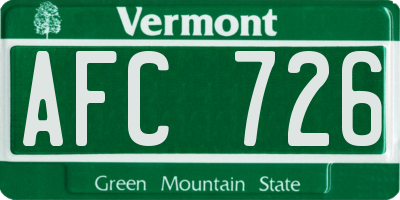 VT license plate AFC726