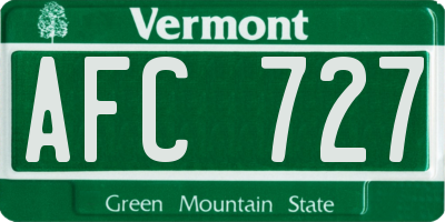 VT license plate AFC727