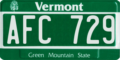 VT license plate AFC729