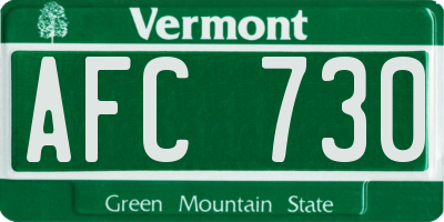 VT license plate AFC730