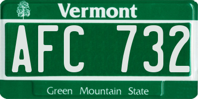 VT license plate AFC732