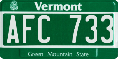 VT license plate AFC733