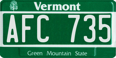 VT license plate AFC735