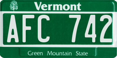 VT license plate AFC742