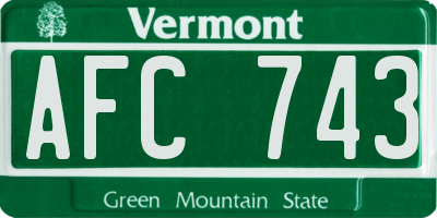 VT license plate AFC743