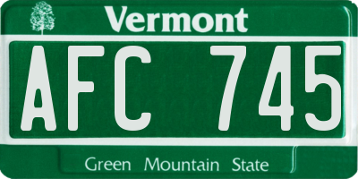 VT license plate AFC745