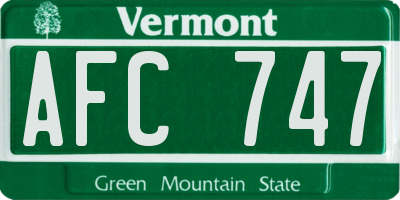 VT license plate AFC747
