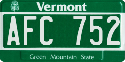 VT license plate AFC752