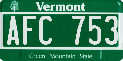 VT license plate AFC753