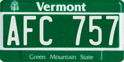 VT license plate AFC757