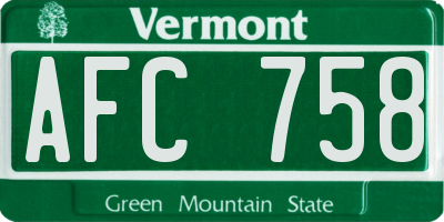 VT license plate AFC758