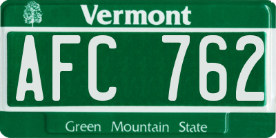 VT license plate AFC762