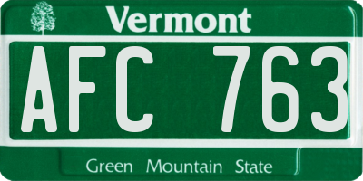 VT license plate AFC763
