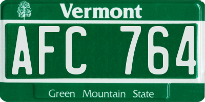 VT license plate AFC764