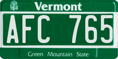 VT license plate AFC765