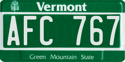 VT license plate AFC767