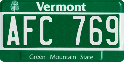 VT license plate AFC769