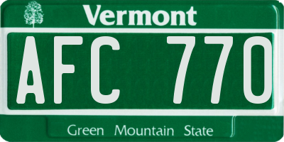 VT license plate AFC770