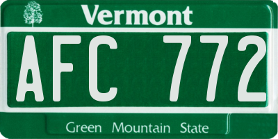 VT license plate AFC772