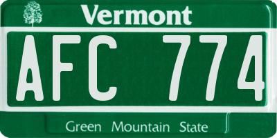 VT license plate AFC774