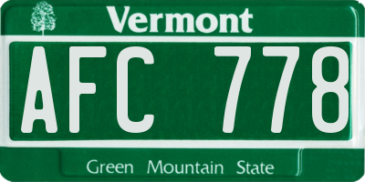 VT license plate AFC778