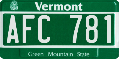 VT license plate AFC781