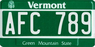 VT license plate AFC789