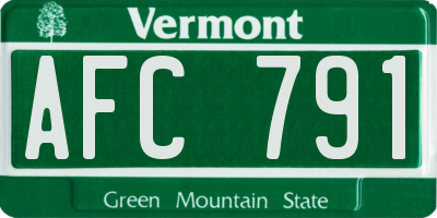 VT license plate AFC791