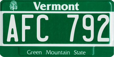 VT license plate AFC792