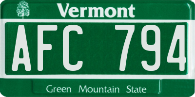 VT license plate AFC794