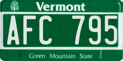 VT license plate AFC795