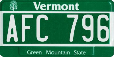 VT license plate AFC796