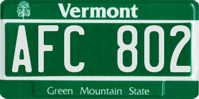VT license plate AFC802