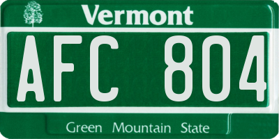 VT license plate AFC804