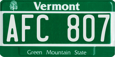VT license plate AFC807
