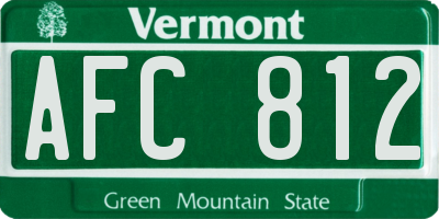 VT license plate AFC812