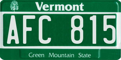 VT license plate AFC815