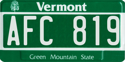 VT license plate AFC819