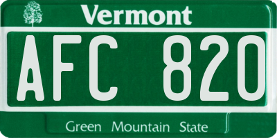 VT license plate AFC820