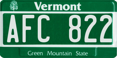 VT license plate AFC822