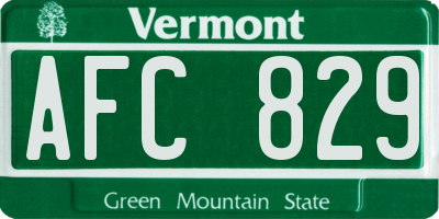VT license plate AFC829