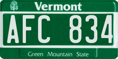 VT license plate AFC834