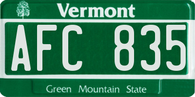 VT license plate AFC835