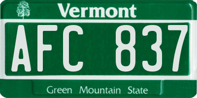 VT license plate AFC837
