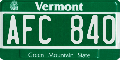 VT license plate AFC840