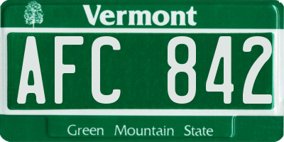 VT license plate AFC842