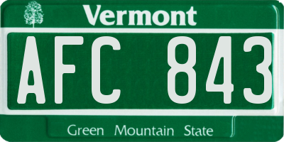 VT license plate AFC843