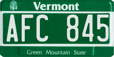 VT license plate AFC845