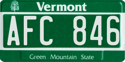 VT license plate AFC846
